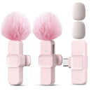 Micrófono inalámbrico Lavalier K10 rosa | Plug & Play para celular