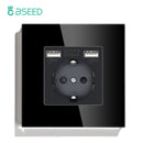 Enchufe pared UE con USB-C 20W | Vidrio 110-250V | 16A