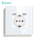 Enchufe pared UE con USB-C 20W | Vidrio 110-250V | 16A