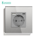 Enchufe pared UE con USB-C 20W | Vidrio 110-250V | 16A