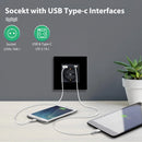 Enchufe pared UE con USB-C 20W | Vidrio 110-250V | 16A