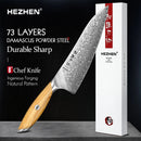 Cuchillo Damasco 73 capas | Acero núcleo | Mango olivo | Envío ARG
