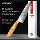 Cuchillo Damasco 73 capas | Acero núcleo | Mango olivo | Envío ARG