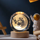 Bola de Cristal 3D Saturno/Luna | Luz Nocturna 5cm