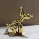 Estatua Perro con Globo en Cuclillas | Arte Moderno de Resina para Interior