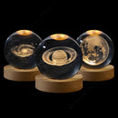 Bola de Cristal 3D Saturno/Luna | Luz Nocturna 5cm