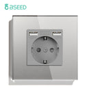 Enchufe pared UE con USB-C 20W | Vidrio 110-250V | 16A