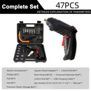 Kit 47 piezas destornillador eléctrico 3.6V | Batería litio