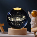 Bola de Cristal 3D Saturno/Luna | Luz Nocturna 5cm
