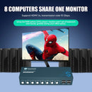 Switch KVM 8 Puertos USB 4K30Hz | 8 en 1 para Teclado y Mouse