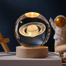 Bola de Cristal 3D Saturno/Luna | Luz Nocturna 5cm